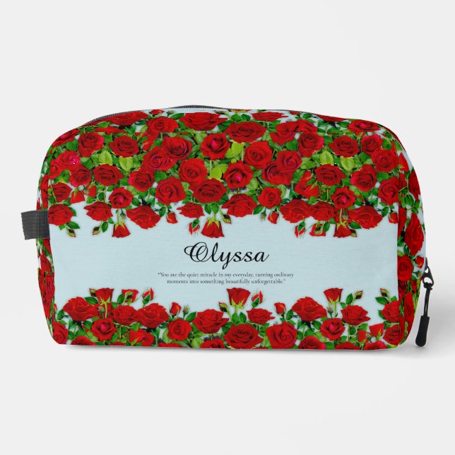 Klassischer roter Rosengarten Romantischer benutze Waschbeutel (Vorderseite)