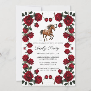 Klassischer roter Rosenkranz Kentucky Derby Einlad Einladung