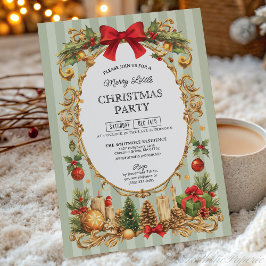 Klassischer roter Schleifen-Weihnachtsfeier-Streif Einladung