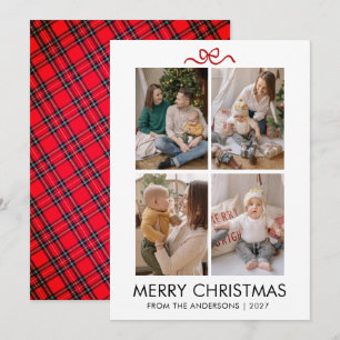 Klassischer roter Schottenkaro-Weihnachten mit meh Feiertagskarte