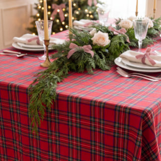 Klassischer roter Schottenkaro-Weihnachtstischläuf Tischdecke