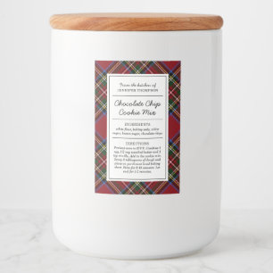 Klassischer roter Tartan-Feiertag Lebensmitteletikett