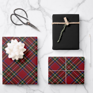 Klassischer roter Tartan für die Feiertage Geschenkpapier Set