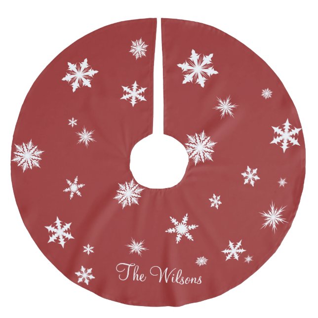 Klassischer Roter Treppenrock Polyester Weihnachtsbaumdecke (Vorderseite)