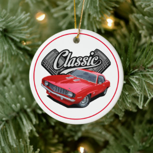 Klassischer roter Wagen Keramik Ornament