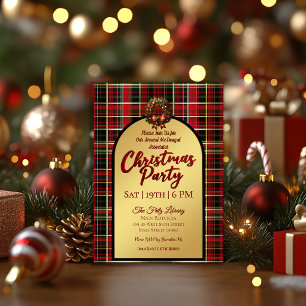 Klassischer roter Weihnachts-Tartan-Feierparty Einladung