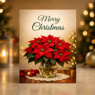 Klassischer roter Weihnachtsstern Frohe Weihnachte Feiertagskarte