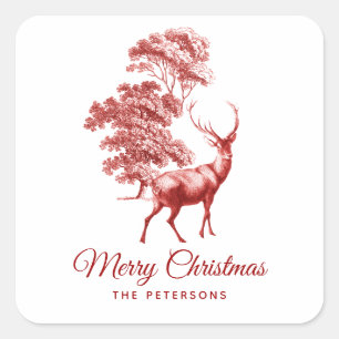 Klassischer Rotwildsaft im Wald Quadratischer Aufkleber