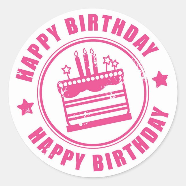 Klassischer Round Sticker/Happy Birthday Runder Aufkleber (Vorderseite)
