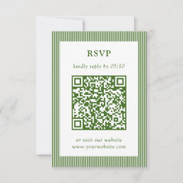 Klassischer RSVP QR-Code für grüne Thin Striped We Karte