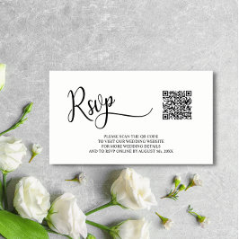 Klassischer RSVP QR Code für moderne Schwarz-Weiß- Begleitkarte
