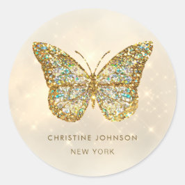 Klassischer Rundaufkleber für Glitzer-Schmetterlin Runder Aufkleber