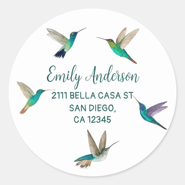 Klassischer Rundaufkleber für Hummingvögel Runder Aufkleber (Vorderseite)