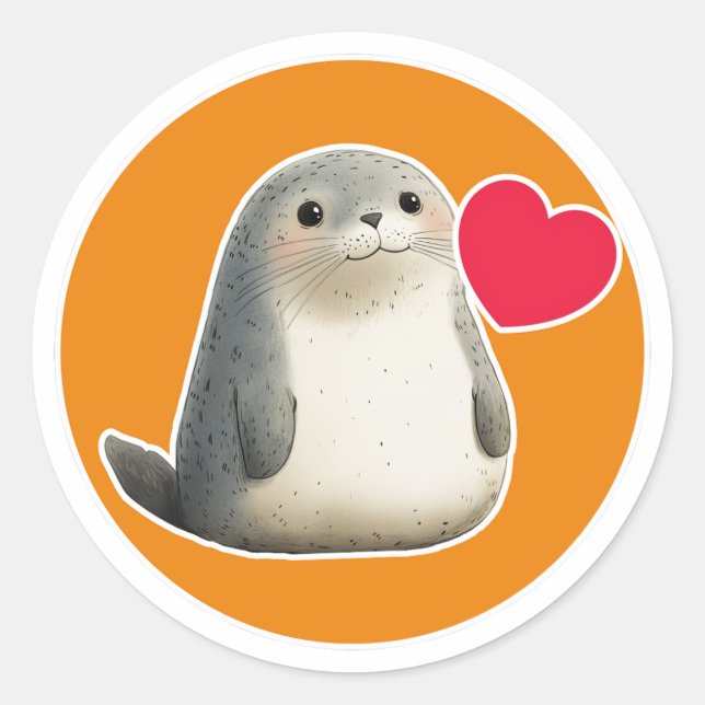 Klassischer Rundaufkleber für niedliches Siegel Runder Aufkleber (Vorderseite)