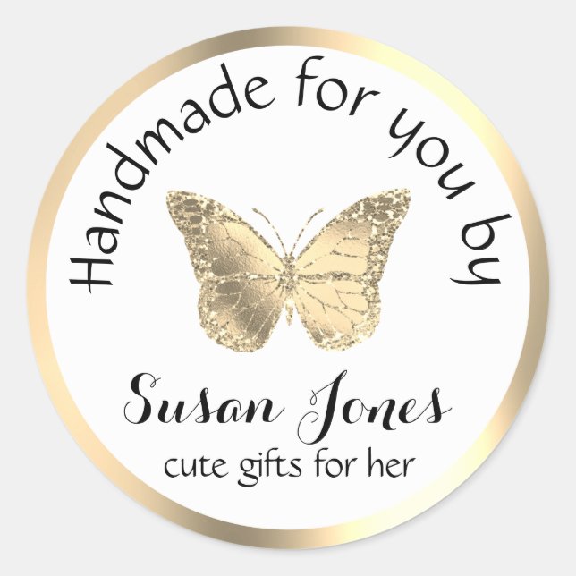 Klassischer Rundaufkleber für Schmetterlingfirmen Runder Aufkleber (Vorderseite)