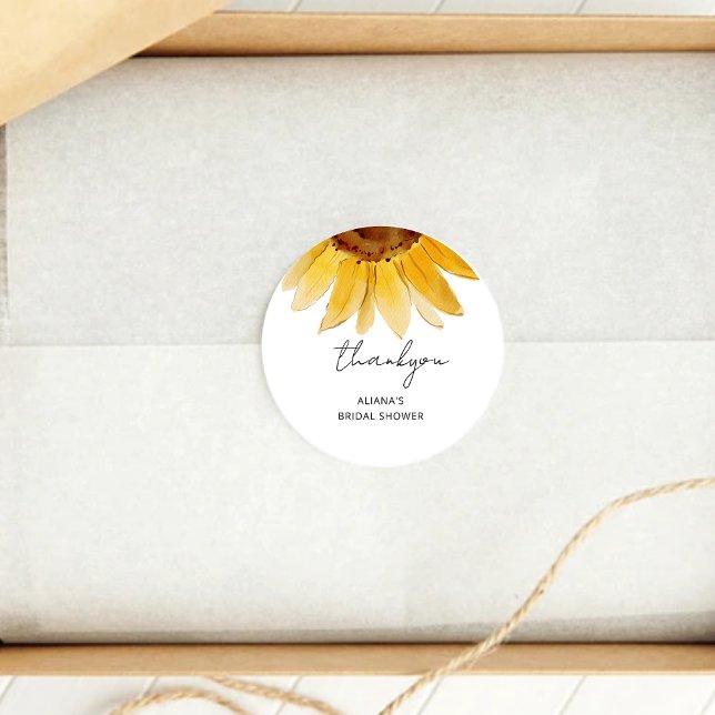 Klassischer Rundaufkleber für Sonnenblumen Brautpa Runder Aufkleber (Von Creator hochgeladen)