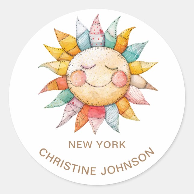 Klassischer Rundaufkleber für Sun-Logo Runder Aufkleber (Vorderseite)