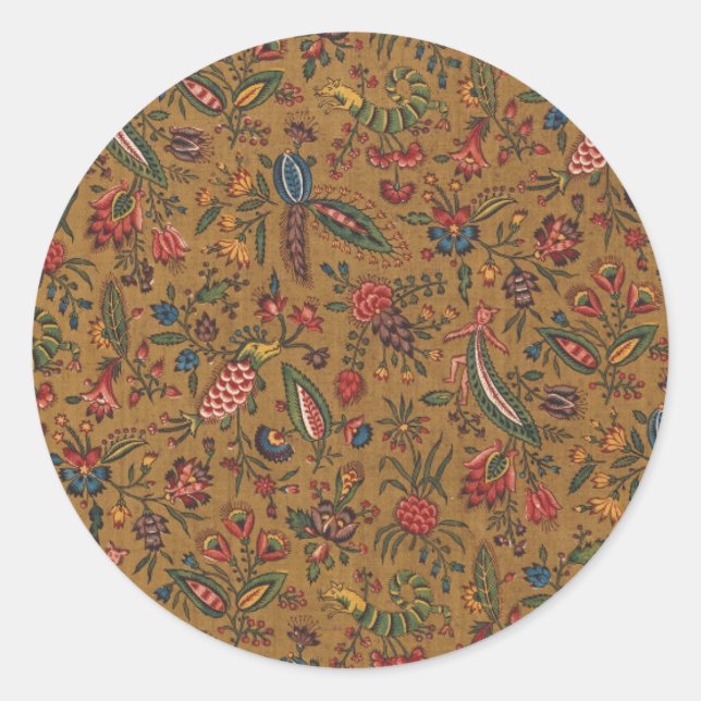 Klassischer Rundaufkleber mit Blankblumenbeschlag Runder Aufkleber (Vorderseite)