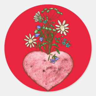 Klassischer Rundaufkleber mit flammendem Herz Runder Aufkleber