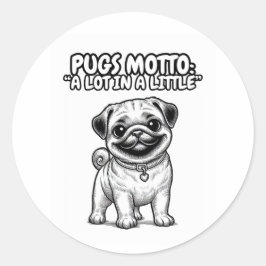 Klassischer Rundaufkleber mit Mops, der Spaß macht Runder Aufkleber