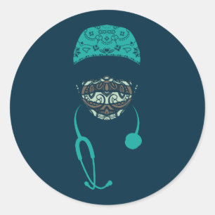 klassischer Rundaufkleber mit Paisley-Maske Runder Aufkleber