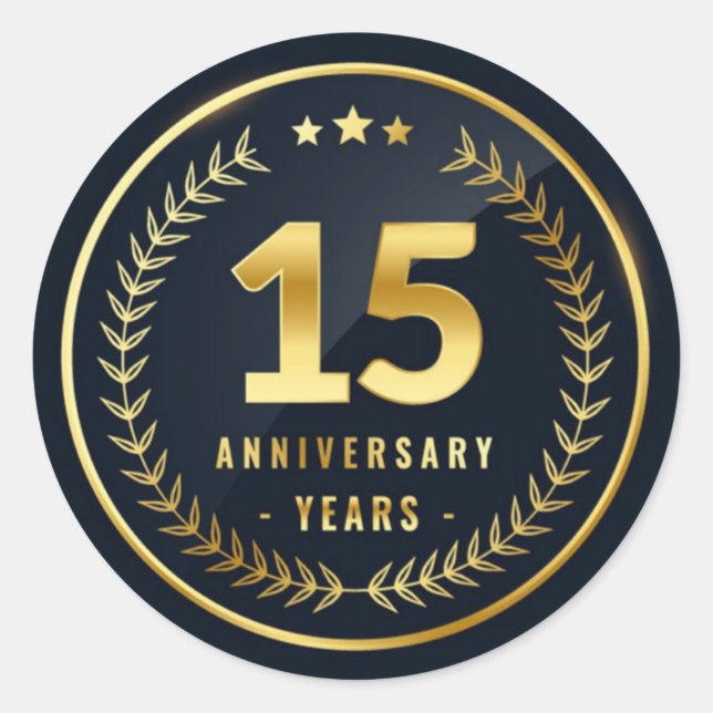 Klassischer Rundaufkleber zum 15. Jahrestag Runder Aufkleber (Vorderseite)