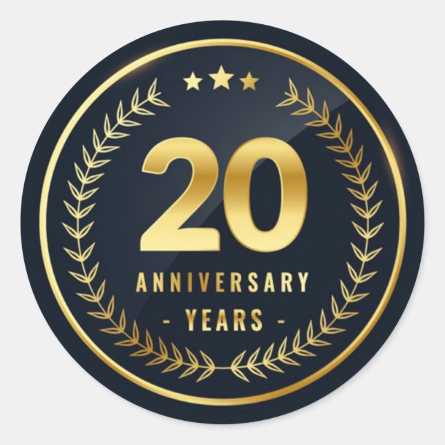 Klassischer Rundaufkleber zum 20-jährigen Jubiläum Runder Aufkleber (Vorderseite)