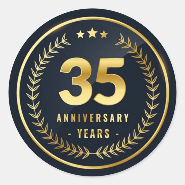 Klassischer Rundaufkleber zum 35. Jahrestag Runder Aufkleber (Vorderseite)