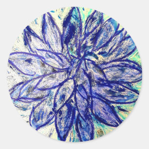 Klassischer Rundsticker Selten Blue Dahlia Runder Aufkleber