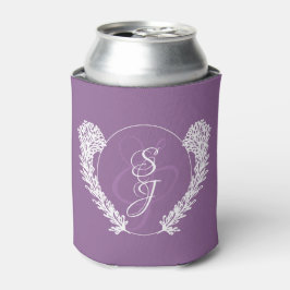 Klassischer Rustikaler Monogram Lavender Lila Wedd Dosenkühler