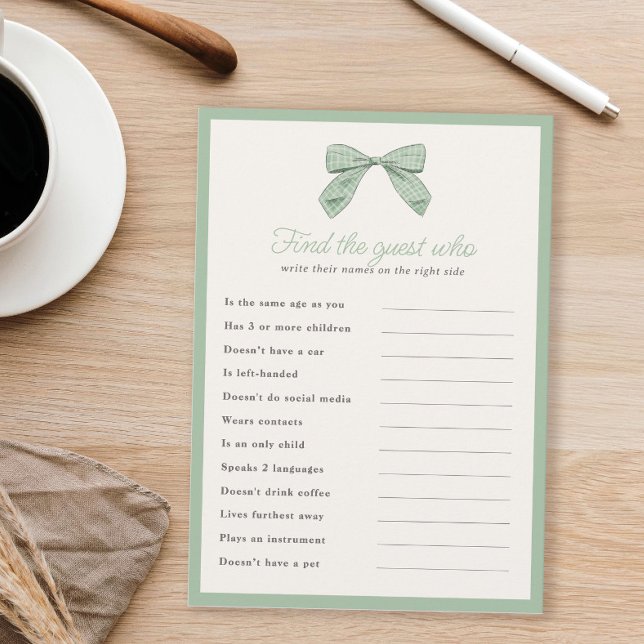 Klassischer Sage Bow Finden Sie die Gästeschutzspi Einladung (Von Creator hochgeladen)