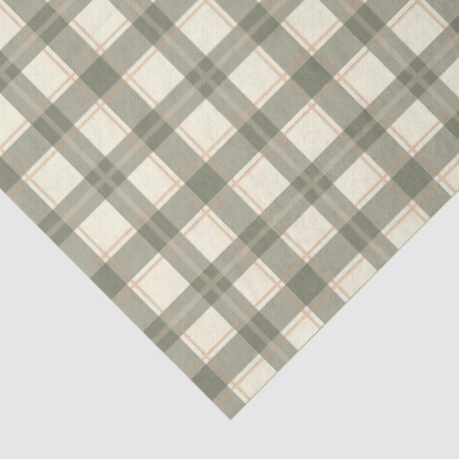 Klassischer Salbei-Tartan  Seidenpapier (Detail)