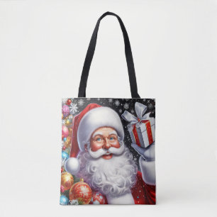 Klassischer Santa mit Gegenwart und Ornamenten