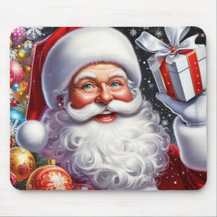 Klassischer Santa mit Gegenwart und Ornamenten Mousepad