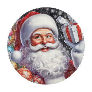 Klassischer Santa mit Gegenwart und Ornamenten Schneidebrett