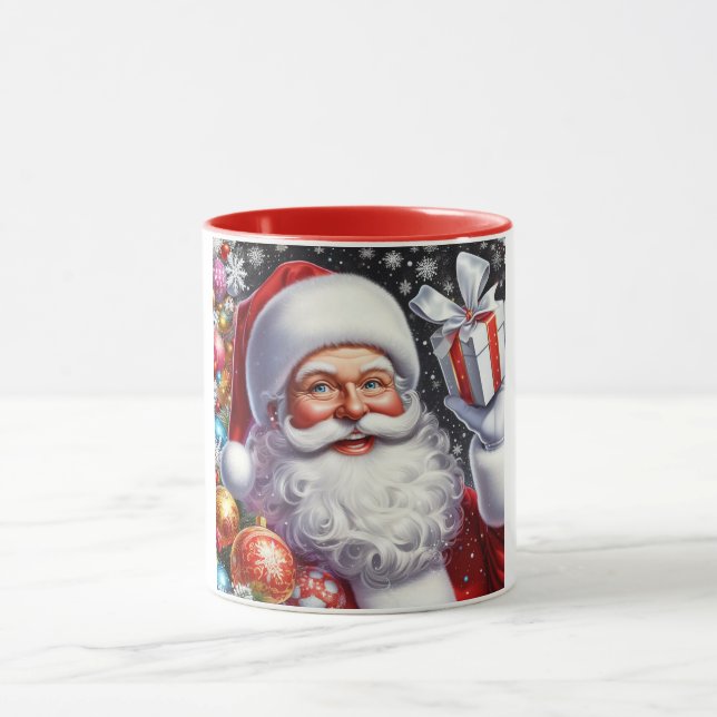 Klassischer Santa mit Gegenwart und Ornamenten Tasse (Zentrum)