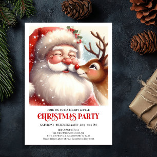 Klassischer Santa Rudolph gemütlicher Weihnachtsab Einladung