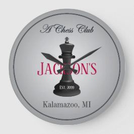 Klassischer Schachklub mit King Zeichnend Wall Clo Große Wanduhr