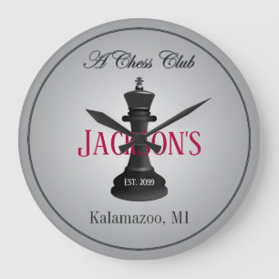 Klassischer Schachklub mit King Zeichnend Wall Clo Große Wanduhr