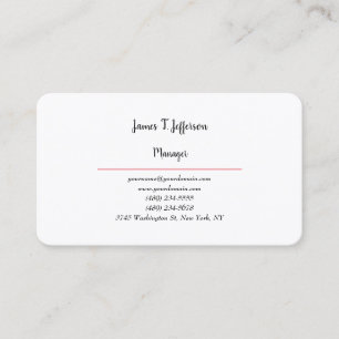 Klassischer schlicht-minimalistischer Weißer Brauc Visitenkarte