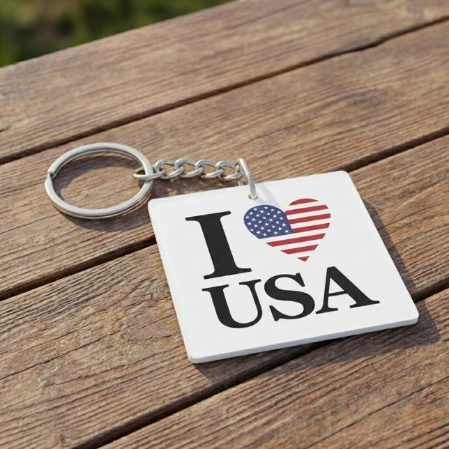 Klassischer Schlüsselanhänger "I ❤️ USA" (Love for USA.)