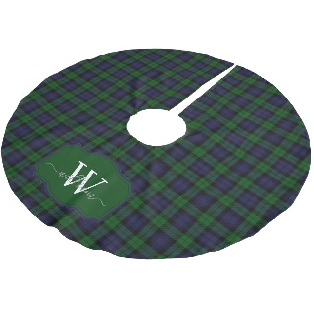 Klassischer schottischer Black Watch Tartan Plaid  Polyester Weihnachtsbaumdecke (Schrägansicht)
