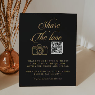 Klassischer Schwarz-Gold-Teilen-Sie-die-Liebe-QR-C Sockelschild