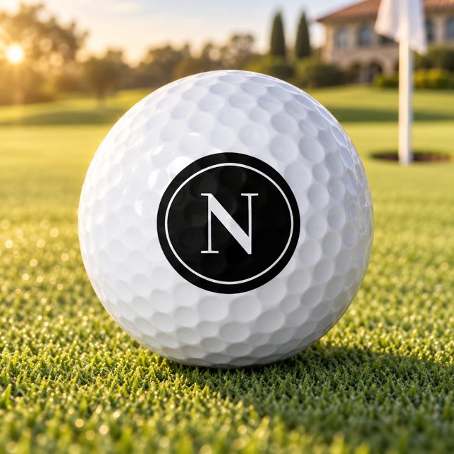 Klassischer Schwarz-Runde-Personalisierter Monogra Golfball (Von Creator hochgeladen)