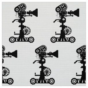 KLASSISCHER SCHWARZ- UND WEISSER KAMERA-MOTIF STOFF