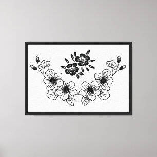 Klassischer Schwarz-Weiß-Blumen-Leinwanddruck Leinwanddruck