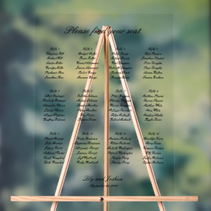 Klassischer Schwarz-Weiß-Hochzeitssitzplan Acrylschild