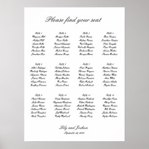 Klassischer Schwarz-Weiß-Hochzeitssitzplan Poster