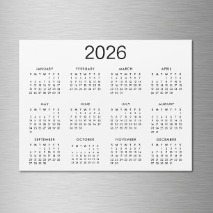 Klassischer Schwarz-Weiß-Kalendermagnet 2024 Magnetkarte