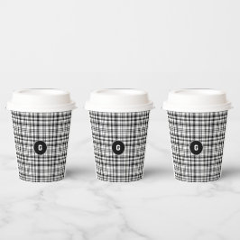 Klassischer Schwarz-Weiß-Kariert-Paper-Cup Pappbecher